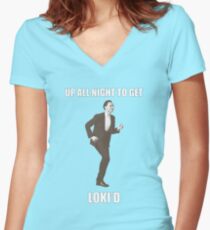 Up all night to get Loki'd Women's Fitted V-Neck T-Shirt