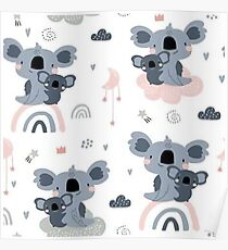 Cute Baby Koala Pattern Poster