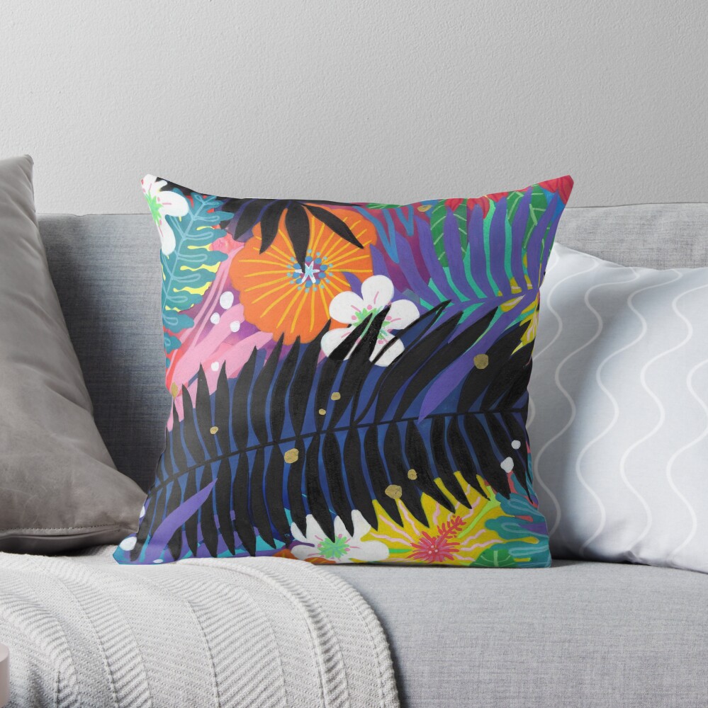 Purple Paradise in Shadows Throw Pillow