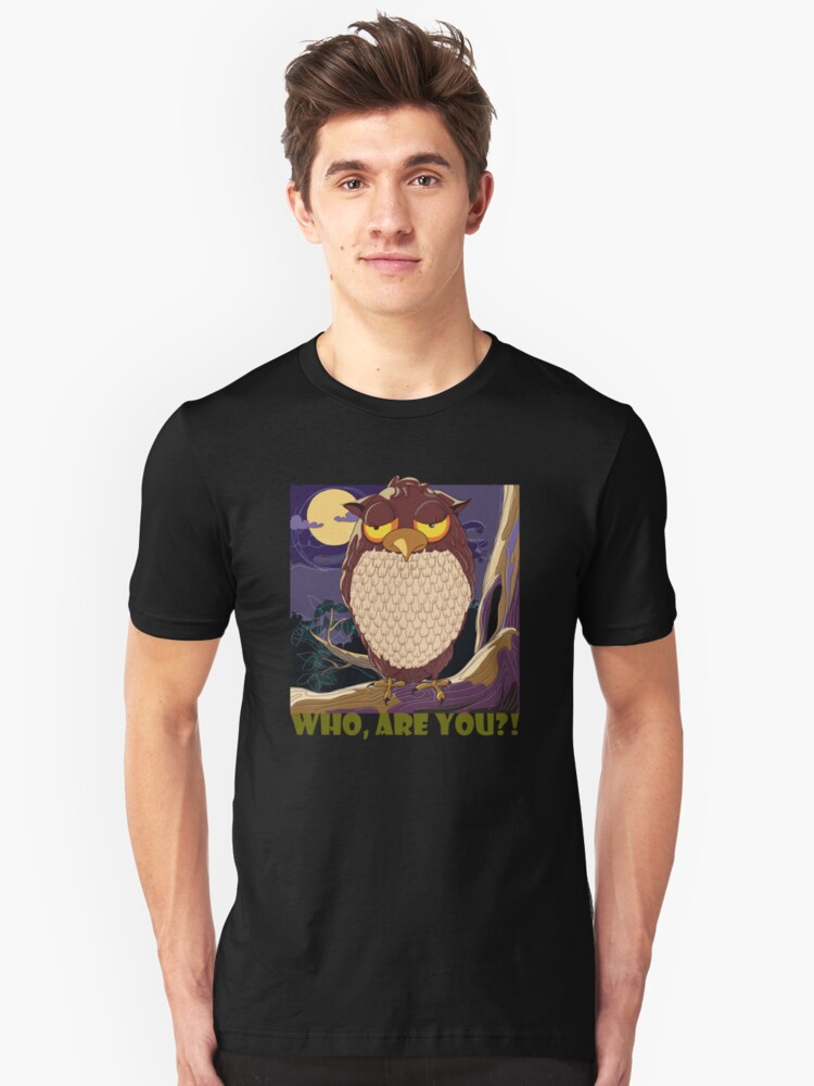 Alternate view of Who Are You, Owl Slim Fit T-Shirt