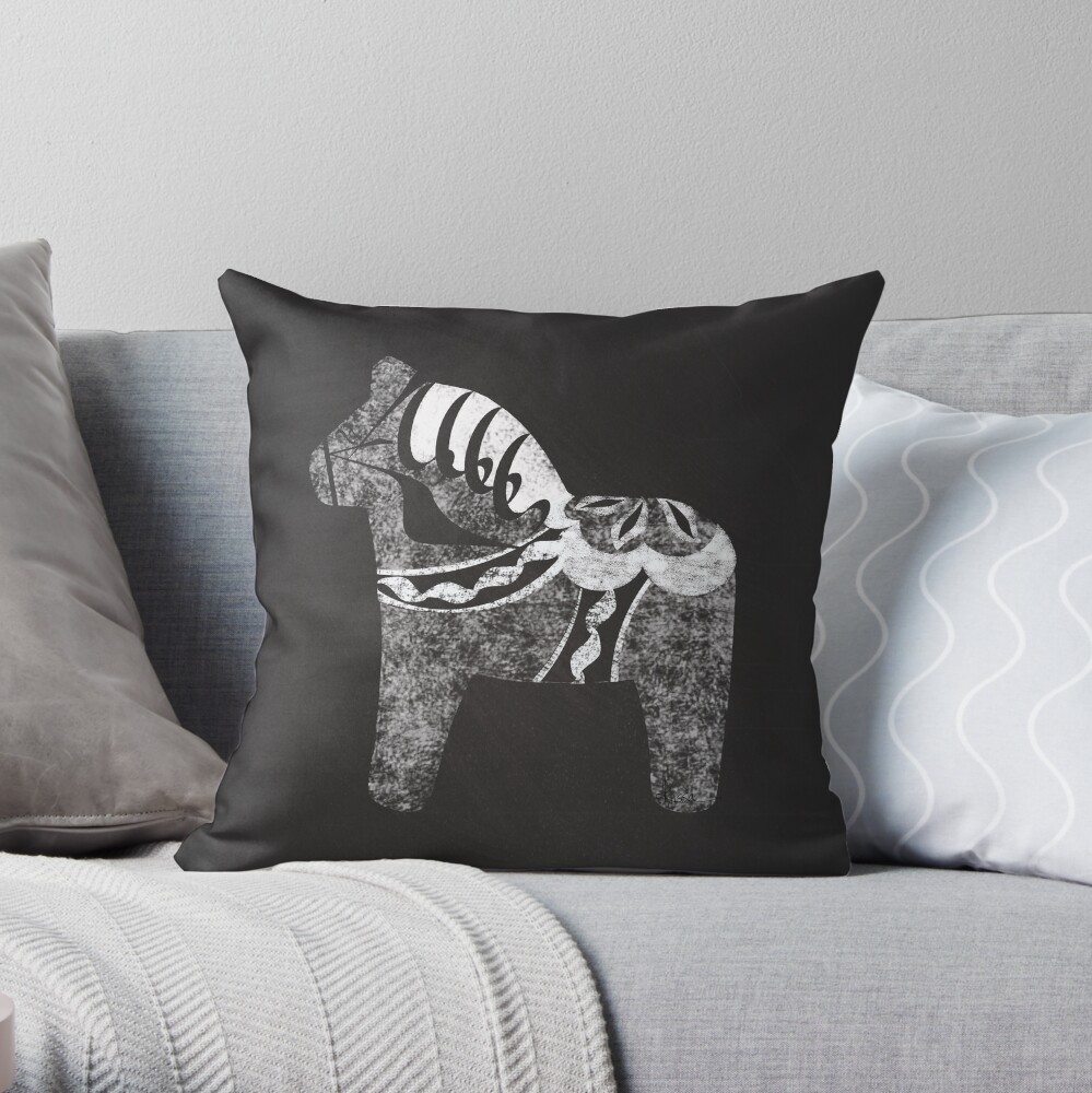 Chalky The Dala Horse Throw Pillow