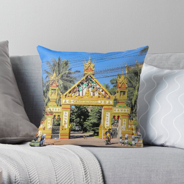 Golden Temple Gate Throw Pillow