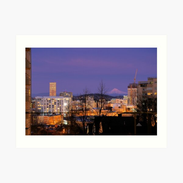 Portland Cityscape at Dusk Art Print
