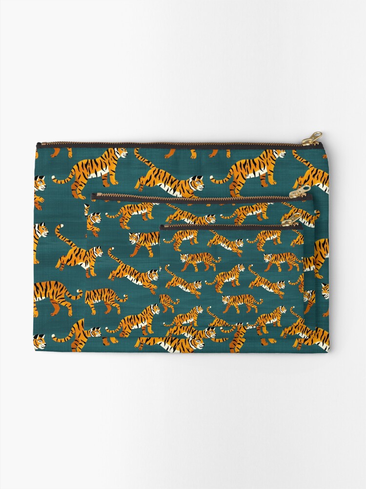 Alternate view of Bengal Tigers - Navy Zipper Pouch