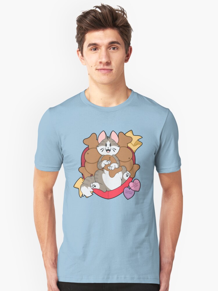 Alternate view of Copy of Valentines Box of Chocolates — Grey Striped Cat (Longhair) Slim Fit T-Shirt
