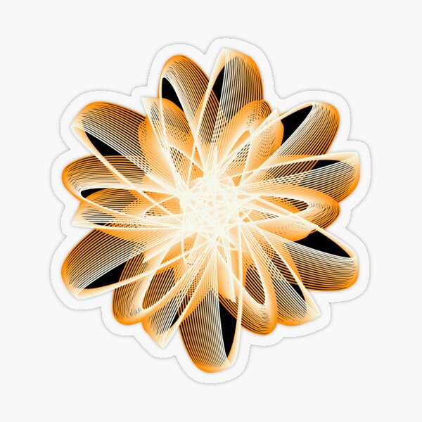 Abstract Flower in Orange Black White Transparent Sticker