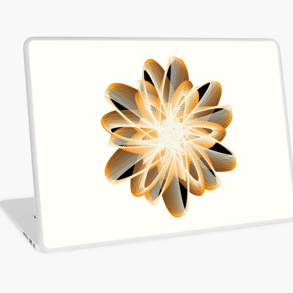 Abstract Flower in Orange Black White Laptop Skin