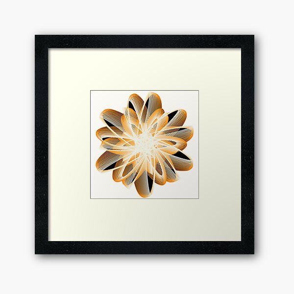 Abstract Flower in Orange Black White Framed Art Print