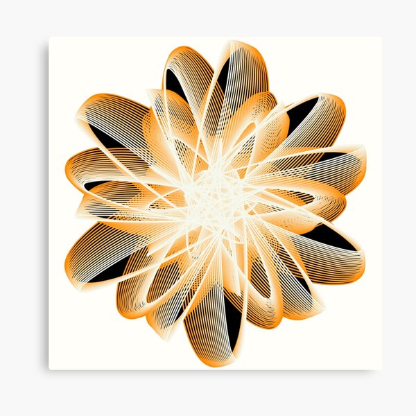 Abstract Flower in Orange Black White Canvas Print