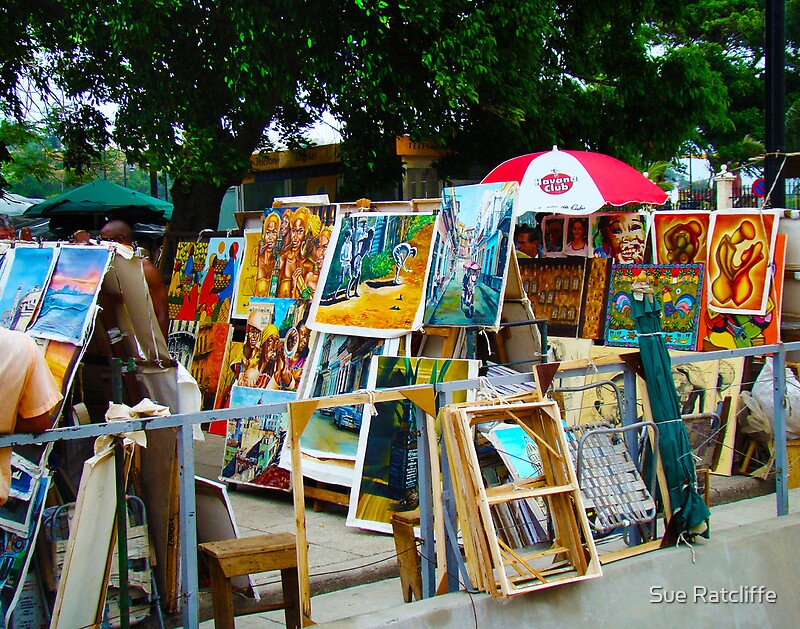 "Art Market, Havana, Cuba" by Sue Ratcliffe Redbubble