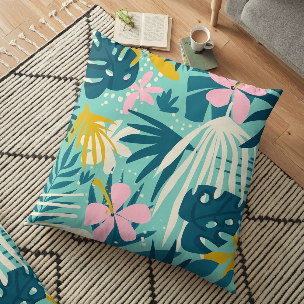 Not All Those Who Wander Are Lost #painting #tropical Floor Pillow