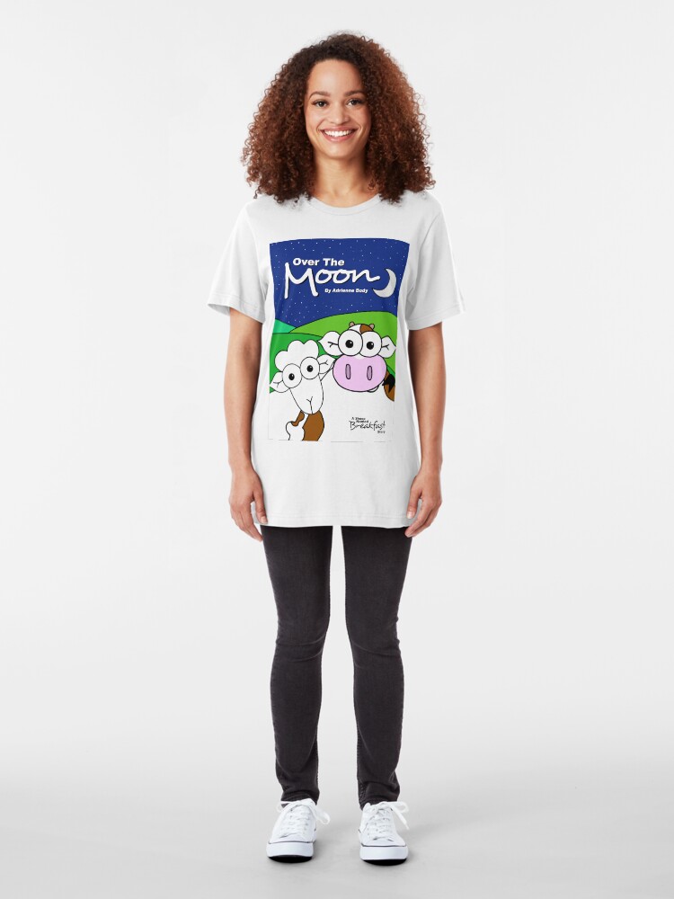 Alternate view of Cover Art - Over The Moon: A Sheep Named Breakfast Story Slim Fit T-Shirt
