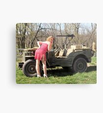 Cassie and 1944 Willys MB Metal Print