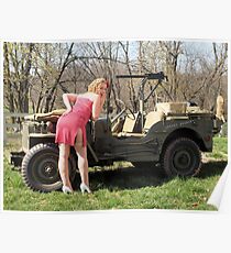 Cassie and 1944 Willys MB Poster