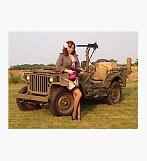 Christine with a 1944 Willys MB Photographic Print
