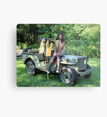 Violet on a Jeep, Tuskegee Airman Metal Print