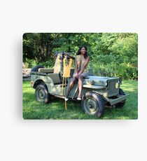 Violet on a Jeep, Tuskegee Airman Canvas Print