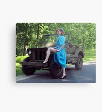 Dori Jean with a 1941 Willys MB Metal Print