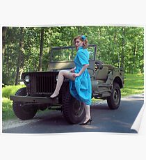Dori Jean with a 1941 Willys MB Poster