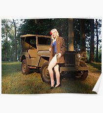 Andie with a 1941 Willys MB Poster