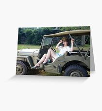 Tesla Tease in a WWII Willys MB Greeting Card
