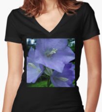 Blue Campanula Macro Women's Fitted V-Neck T-Shirt