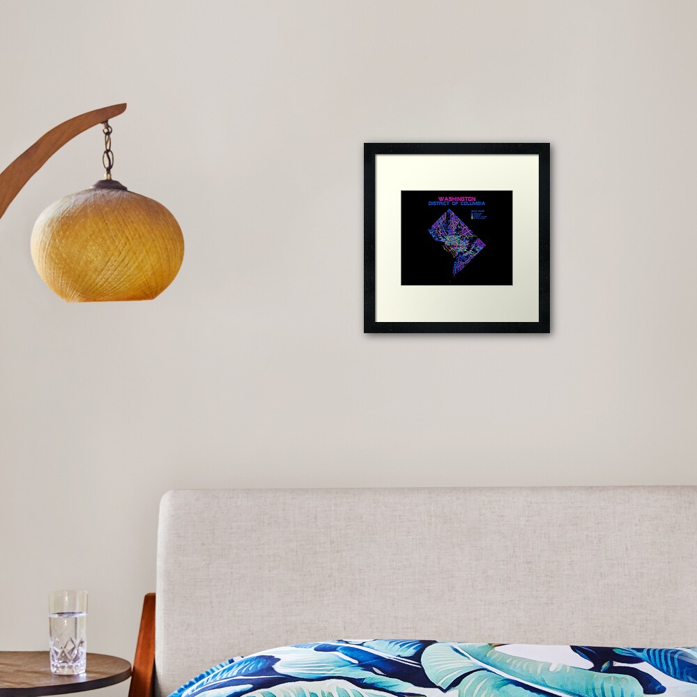 Washington, DC Streets Map -Retro Framed Art Print