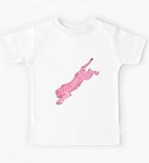 Pink Sabre-Toothed Tiger Jump Kids Tee