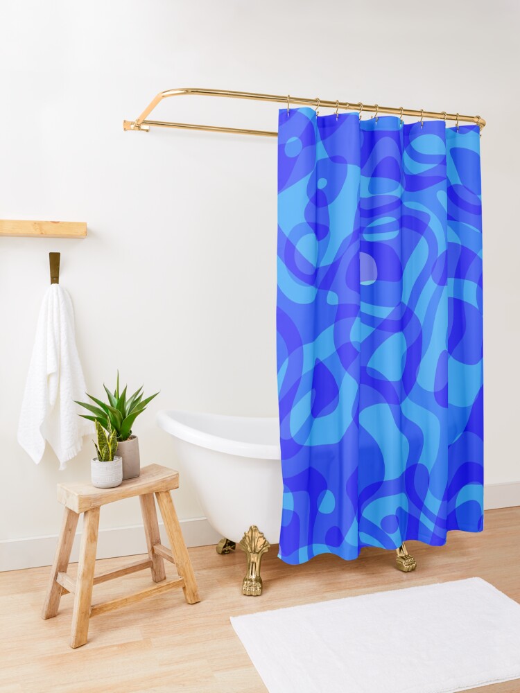 Alternate view of Decorative blue stripes Shower Curtain