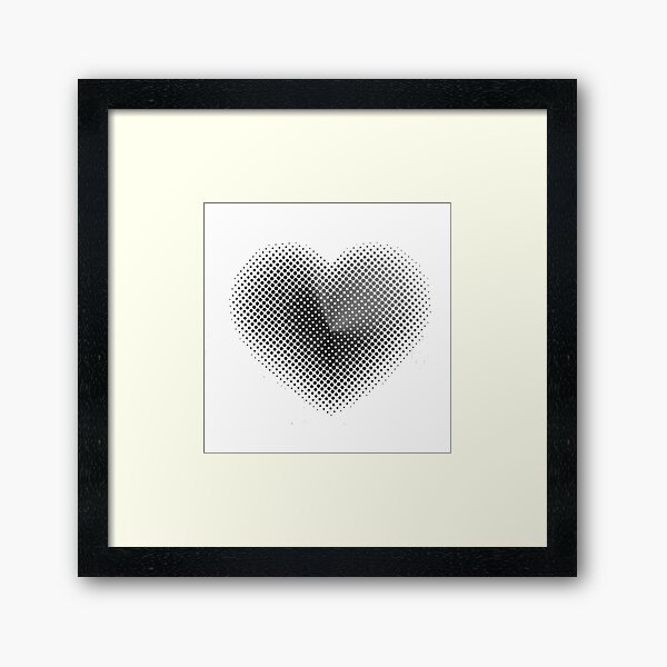 Angle Gradient on Halftone Heart (White) NOIR Framed Art Print