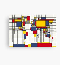 World Map Abstract Mondrian Style Canvas Print