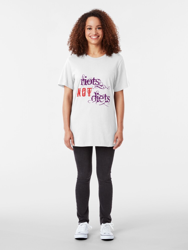 Alternate view of Riots Not Diets (Purple and Red) Slim Fit T-Shirt