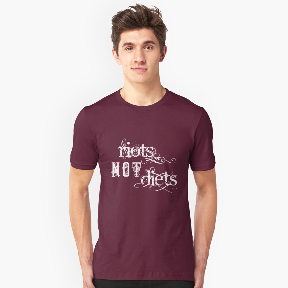 Riots not Diets on Dark Colours Slim Fit T-Shirt