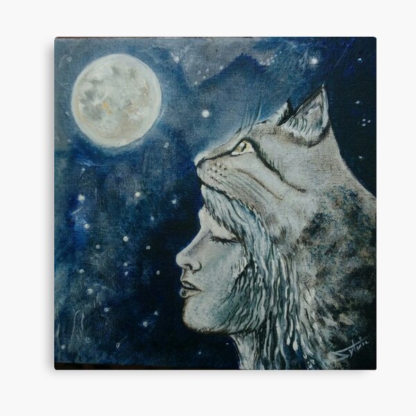 Chat lunaire Impression sur toile
