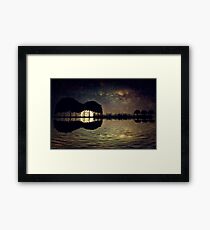 guitar island moonlight Framed Print