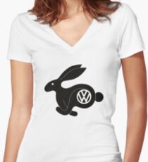 Camiseta entallada de cuello en V Conejo