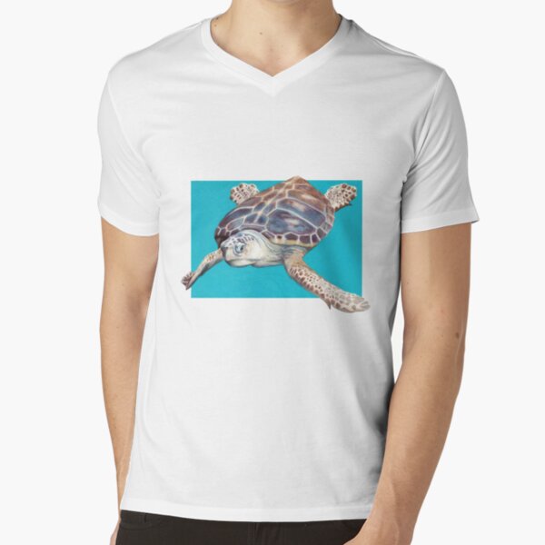 Loggerhead Sea Turtle Art by Artist Sherrie Spencer V-Neck T-Shirt