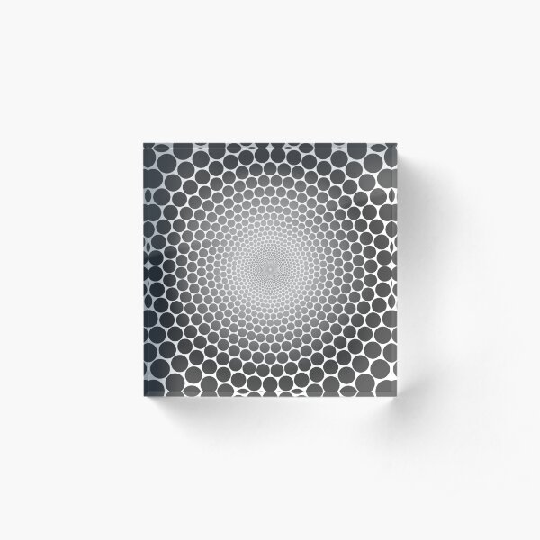 Optical Illusion Radial Gradient Slate on White NOIR 1 Acrylic Block