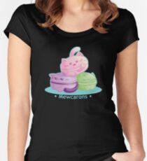 Cute Kitty Cat Macarons Women's Fitted Scoop T-Shirt