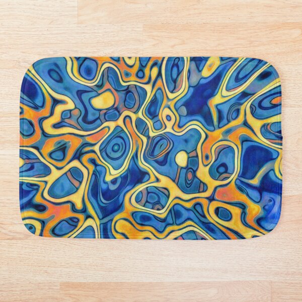 Abstraction of SteelBlue Golden Grass Bath Mat