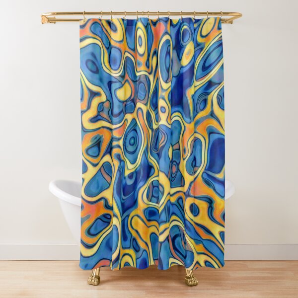 Abstraction of SteelBlue Golden Grass Shower Curtain