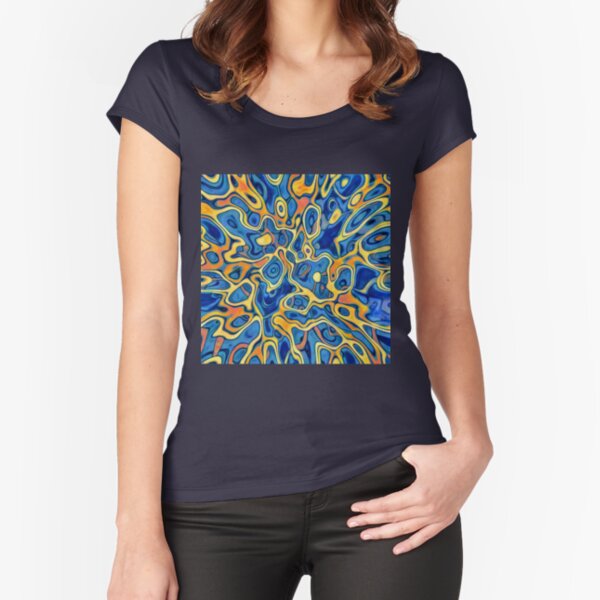 Abstraction of SteelBlue Golden Grass Fitted Scoop T-Shirt