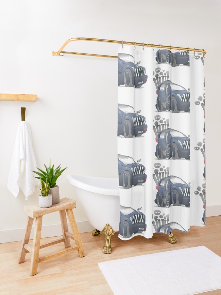 Alternate view of Big oil-spending car Shower Curtain