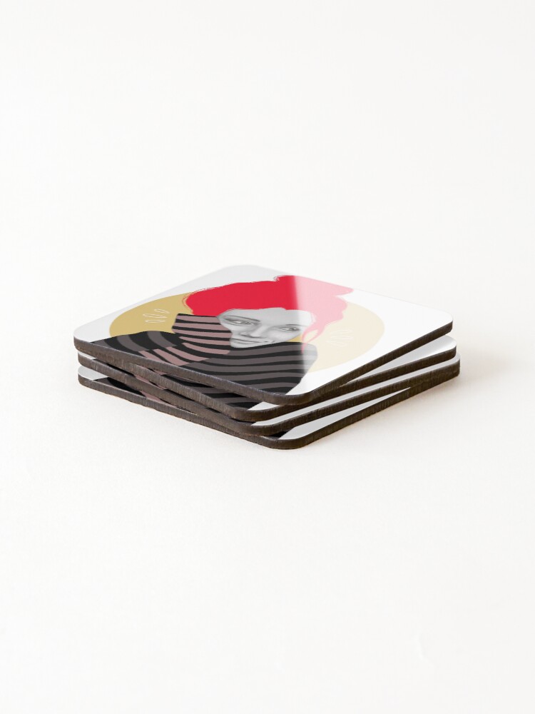 Alternate view of The red haired girl in love, illustration Coasters (Set of 4)