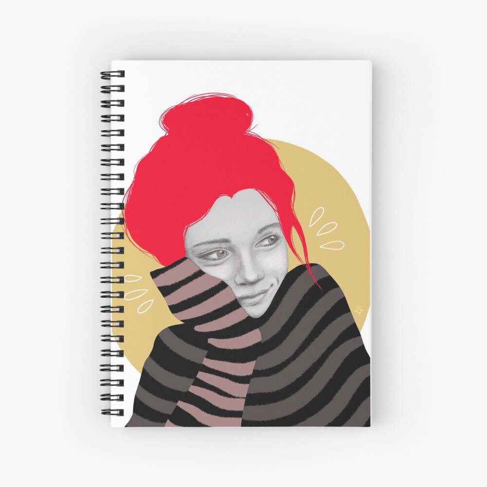 The red haired girl in love, illustration Spiral Notebook