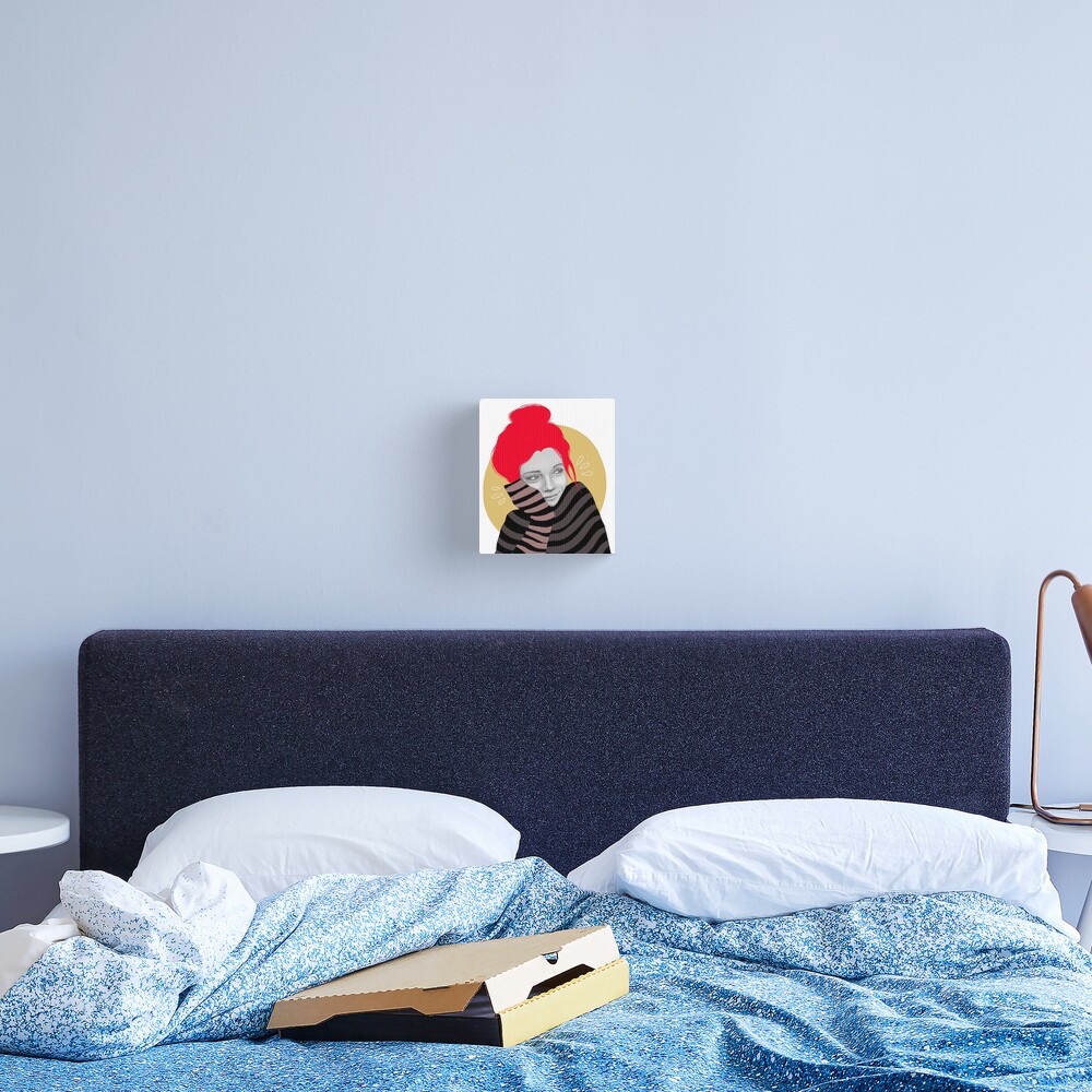 The red haired girl in love, illustration Canvas Print