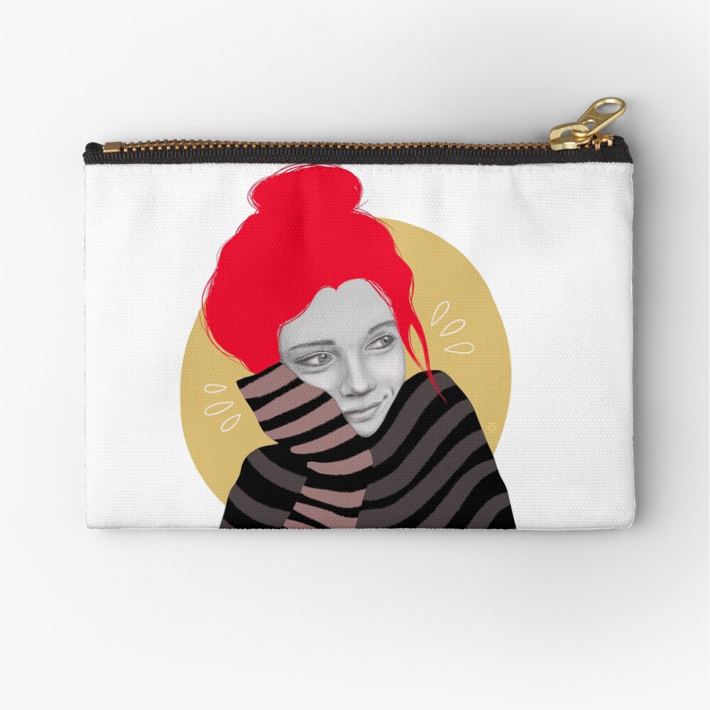 The red haired girl in love, illustration Zipper Pouch