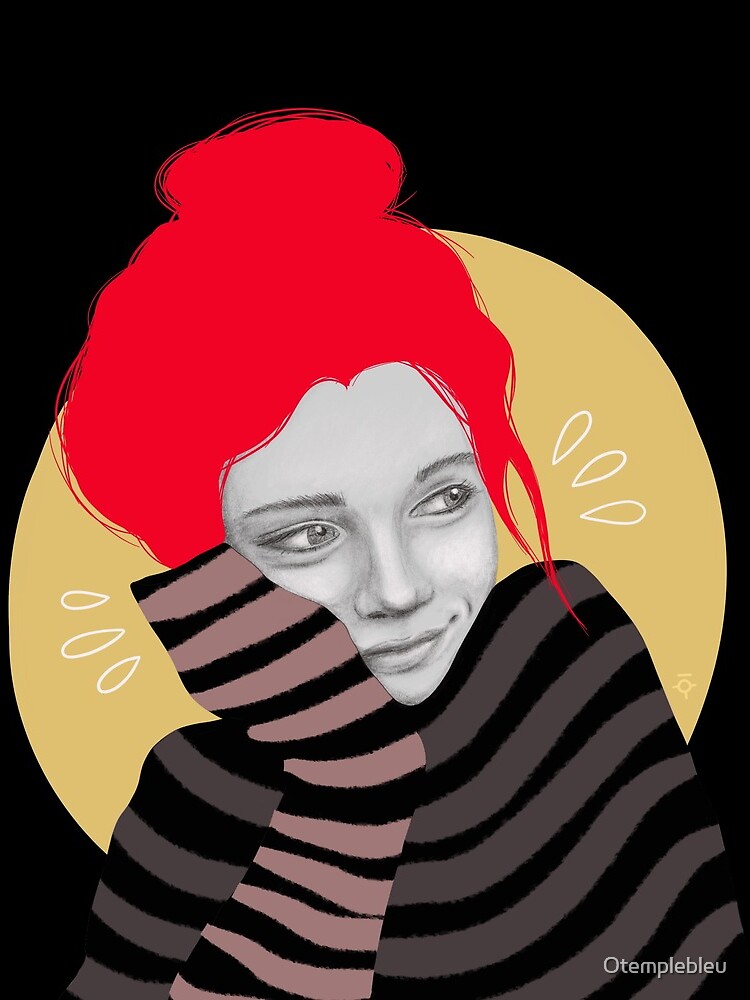 The red haired girl in love, illustration by Otemplebleu