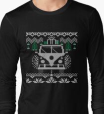 Vintage Retro Camper Van Sweater Knit Style Long Sleeve T-Shirt