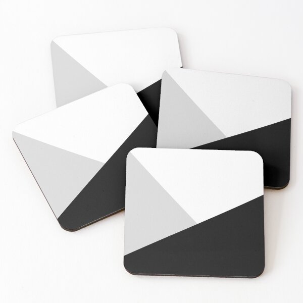 Monochromatic Black White Gray Color Block Coasters (Set of 4)
